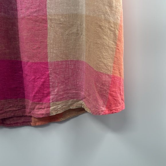 3For$20 Time and Tru Plaid Pink/Tan Sleeveless HalfButton Down Blouse size: XXL - Picture 4 of 6